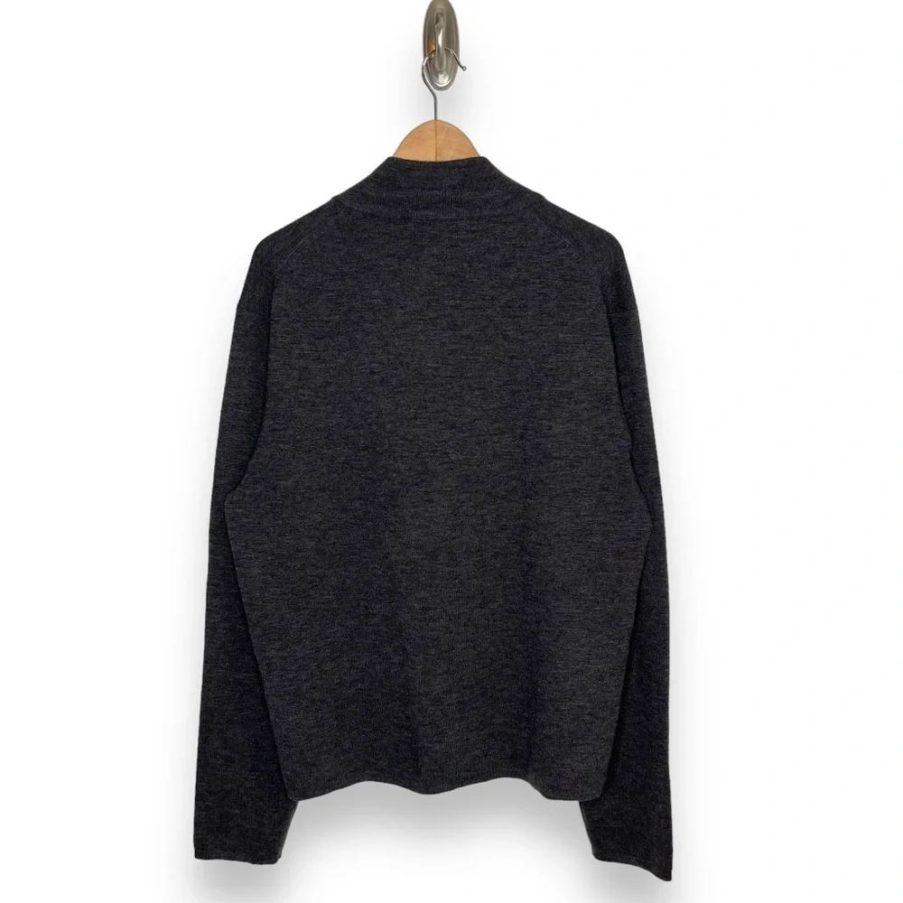 Michael Kors Men’s Charcoal Grey Heathered Wool Blend 1/2 Zip Sweater XL - Picture 2 of 6